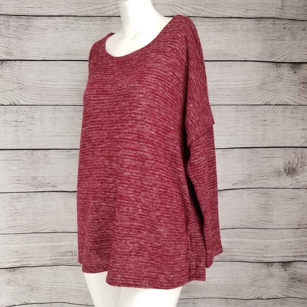NEW Bobeau XLP Drop shoulder Pullover Sweater Red
